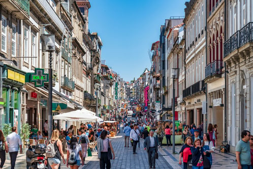 Portuguese Architecture and Street Scene in Porto