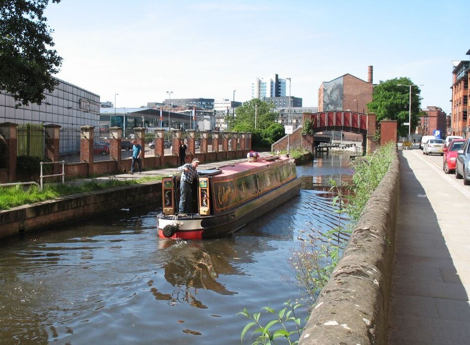 Narrowboats are often seen on the Rochdale Canal.jpg